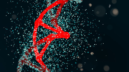 Obraz premium a close-up of a DNA strand(3d rendering)