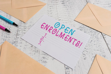 Word writing text Open Enrolments. Business photo showcasing when employees may make changes to...