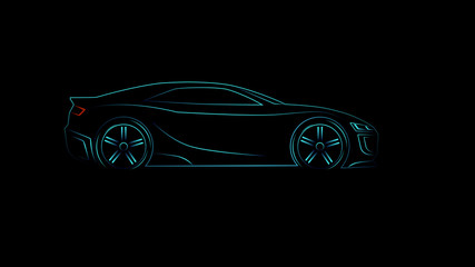Stylized silhouette sports car. Vector illustration