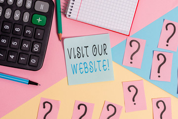 Word writing text Visit Our Website. Business photo showcasing visitor who arrives at web site and...
