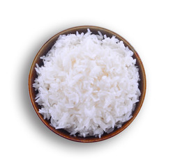 top view rice bowl on white background