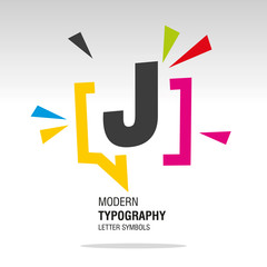 J modern typography letter symbol colorful sign icon sticker