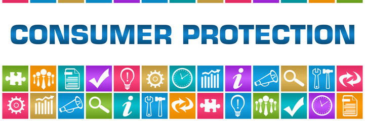Consumer Protection Colorful Box Grid Business Symbols 