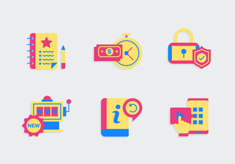 FAQ icon set with colors, Flat simple vector icons for web and mobile app symbol elements, Icon colors stock illustration