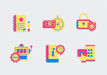 Naklejka premium FAQ icon set with colors, Flat simple vector icons for web and mobile app symbol elements, Icon colors stock illustration