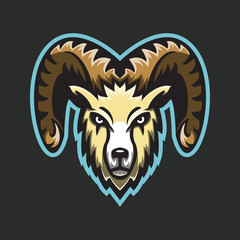 Argali/Goat Mascot Logo Concept Vector Illustration Cartoon. Suitable For Logo, Wallpaper, Banner, Background, Card, Book Illustration, T-Shirt Design, Sticker, Cover, etc