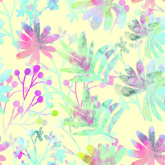 Flower print in bright colors - seamless background - Vector editable pattern lower edible, painted, digital art, spring summer, pretty background, graphic flowers nature