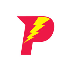 letter p simple geometric thunder logo vector