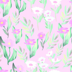 Flower print in bright colors - seamless background - Vector editable pattern lower edible, painted, digital art, spring summer, pretty background, graphic flowers nature