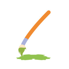 brush with paint green supply isolated icon