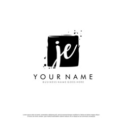 J E JE initial square logo template vector