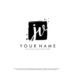 J V JV initial square logo template vector