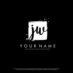 J W JW initial square logo template vector