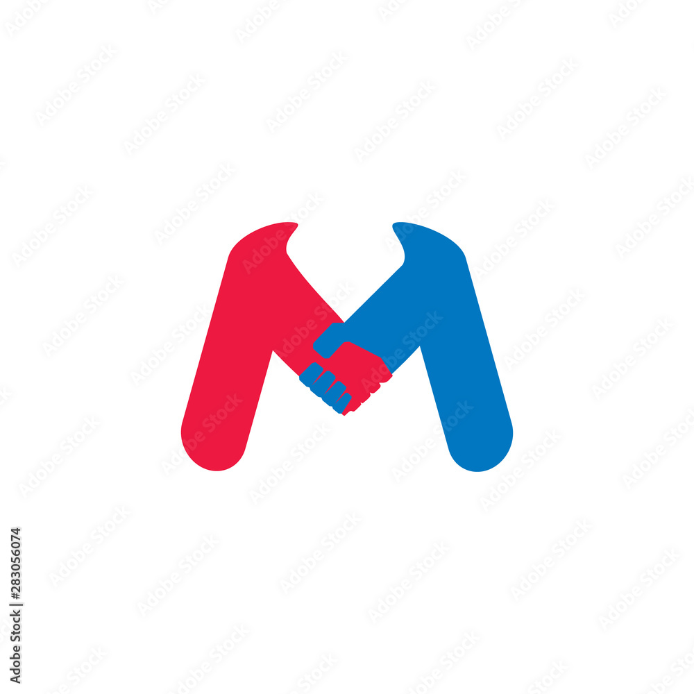 Wall mural letter m handshake colorful symbol logo vector