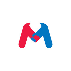 letter m handshake colorful symbol logo vector