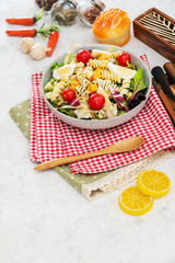 Dutch Mimolette egg pasta salad