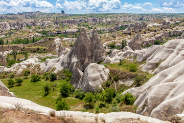 Beautiful mountains rocks landscape. Cloudy sky