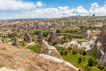 Beautiful mountains rocks landscape. Cloudy sky