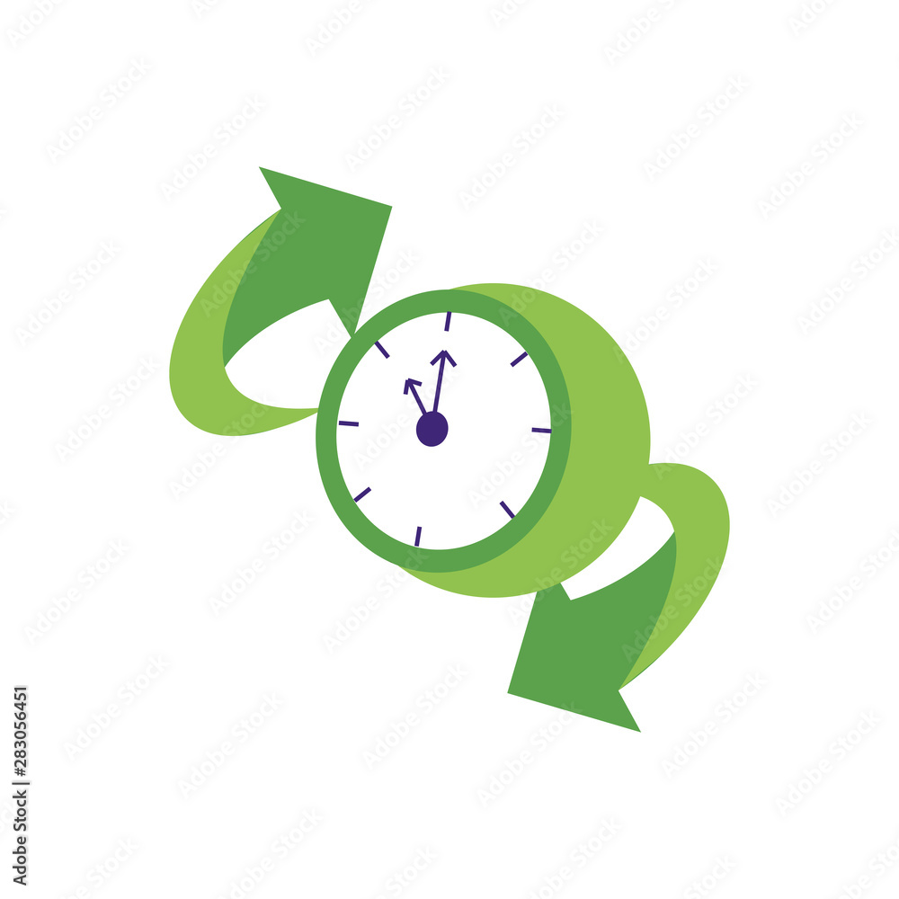 Poster time clock watch with arrows isolated icon