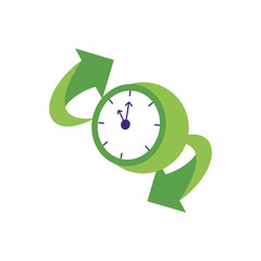 time clock watch with arrows isolated icon