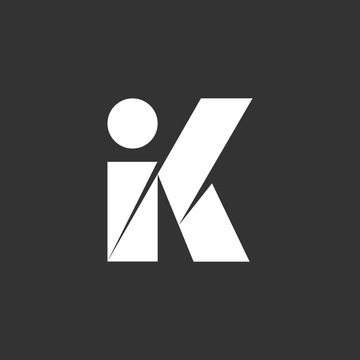 abstract letter ik simple geometric logo vector