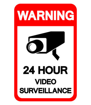 Warning 24 Hour Video Surveillance Symbol Sign, Vector Illustration, Isolate On White Background Label .EPS10