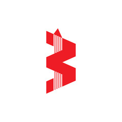 number 3 motion arrow geometric logo vector