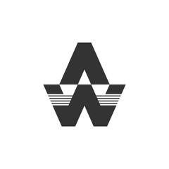 letter aw stripes geometric logo vector - obrazy, fototapety, plakaty