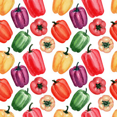 Watercolor background image of Fresh peppers