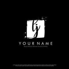 L J LJ initial square logo template vector