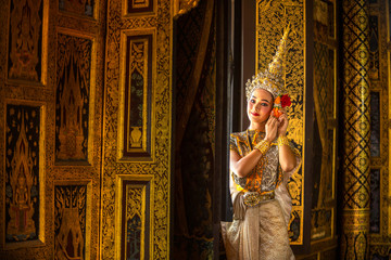 Khon, Art culture Thailand Dancing in masked khon hanuman in literature Ramayana,Thailand.