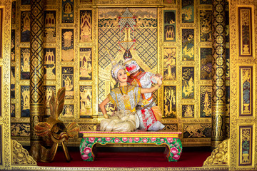 [KHON HANUMAN RAMAYANA] Hanuman is character in thailand ; Art culture Thailand Dancing in masked...