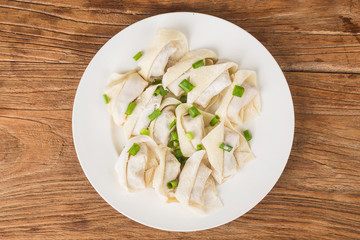 homemade fresh wonton dumpling, chines food. closeup.