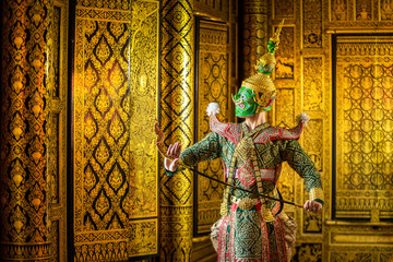 [KHON Tos-Sa-Kan RAMAYANA] Khon,Art culture Thailand Dancing in masked khon hanuman in literature...