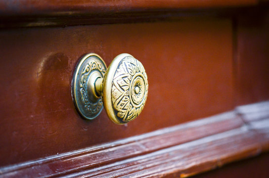 old ancient doors from wood and designed knobs