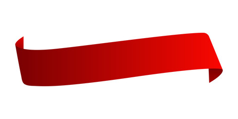 Red satin ribbon isolated on white background. Vector illustration.