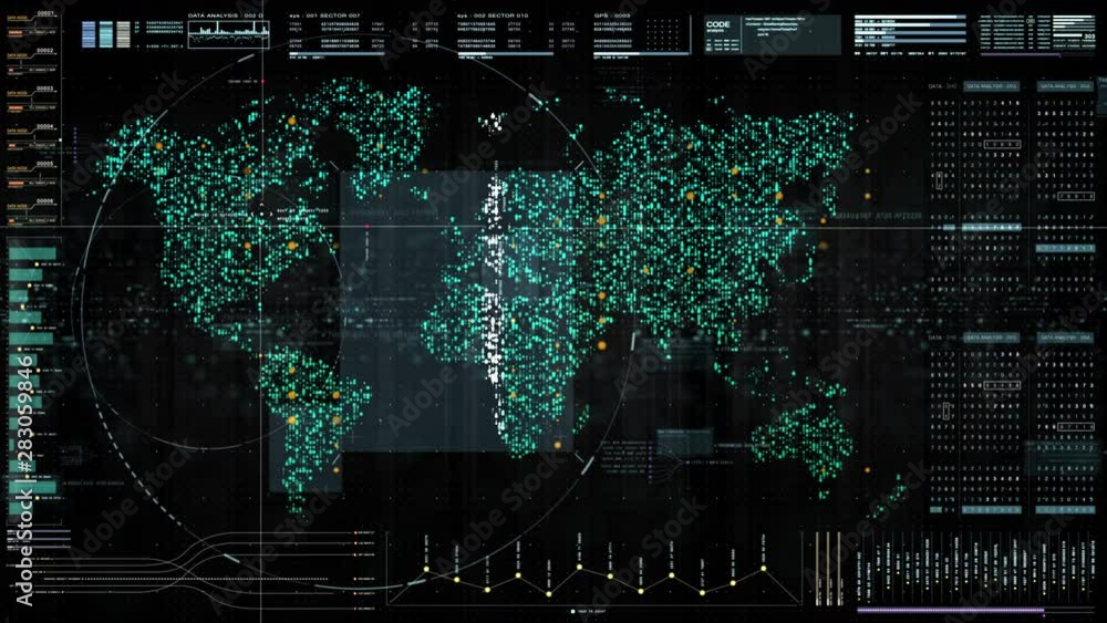 Wall mural futuristic global communication via broadband internet connections between cities around the world w