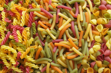 Colorful pasta or macaroni assortment