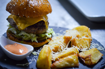 home made burgers with fresh ingredients