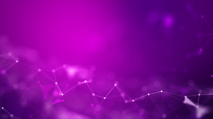 Abstract background Dot and connect line for cyber technology futuristic and network connection concept with dark and grain processed wide screen ratio.