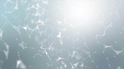 Abstract background Dot and connect line for cyber technology futuristic and network connection concept with dark and grain processed wide screen ratio.