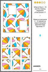 Visual logic puzzle: What of the 2-10 are the missing fragments of the picture 1?  Answer included.
