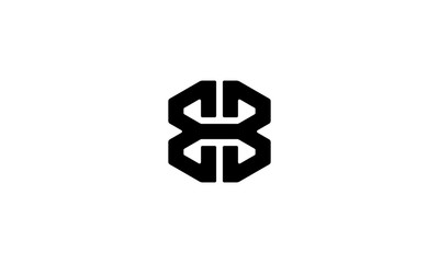 Black white initial letter B and E logo design concept