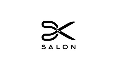 Black Scissor Salon initial letter D and K logo