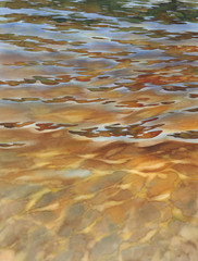 Sunny water with transparent waves watercolor background
