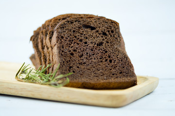 Close up of fresh homemade organic whole grain cocoa bread