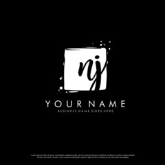 N J NJ initial square logo template vector