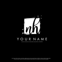 N H NH initial square logo template vector