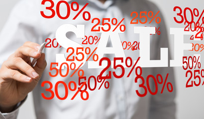 sale digital percent in hand