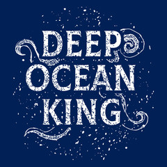Marine theme vector t-shirt print, ocean and sea illustration with octopus tentacles